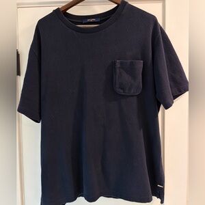 Louis Vuitton Dark Blue thick cotton pocket T shirt